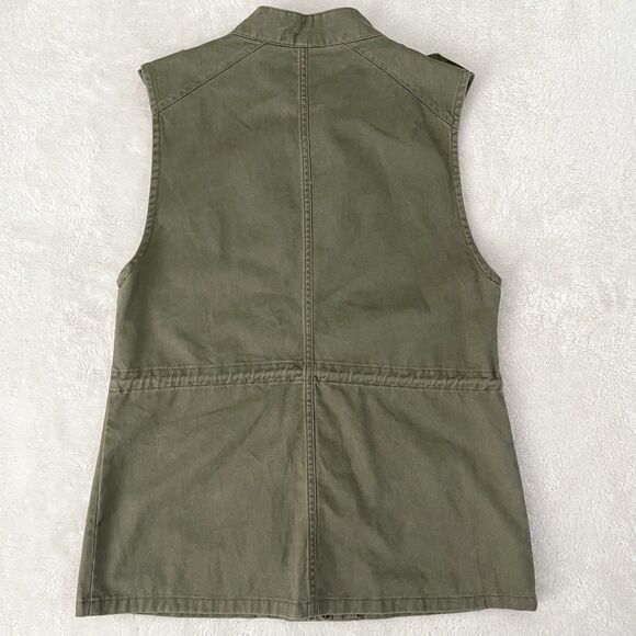 Per Se Utility Vest Women Size M Cargo Hunter Green Pockets Waist Drawstring - Picture 7 of 14